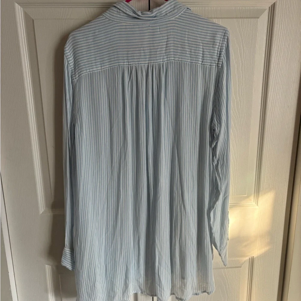 Free People Light Blue Striped Blouse - Picture 2 of 3